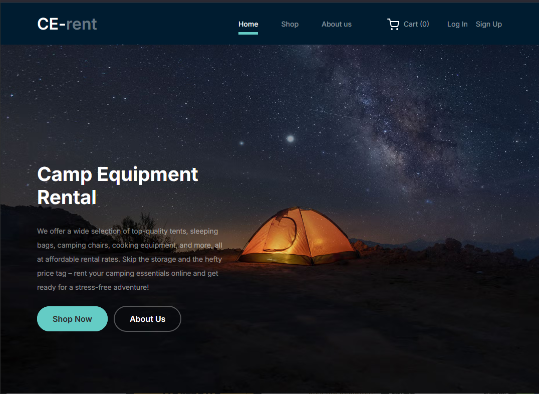 Preview of Camping Equipment Rental Website